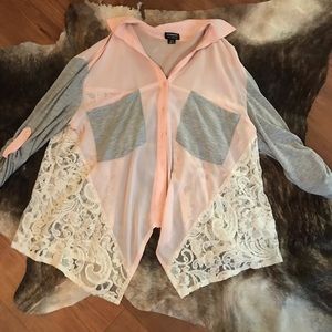 Patched cold shoulder top